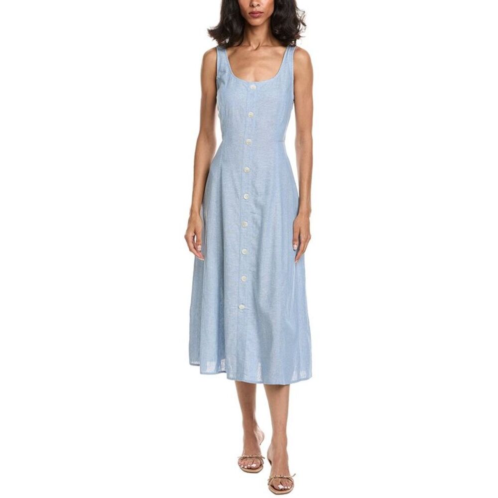 Anne Klein Womens  Linen-Blend Tank Midi Dress